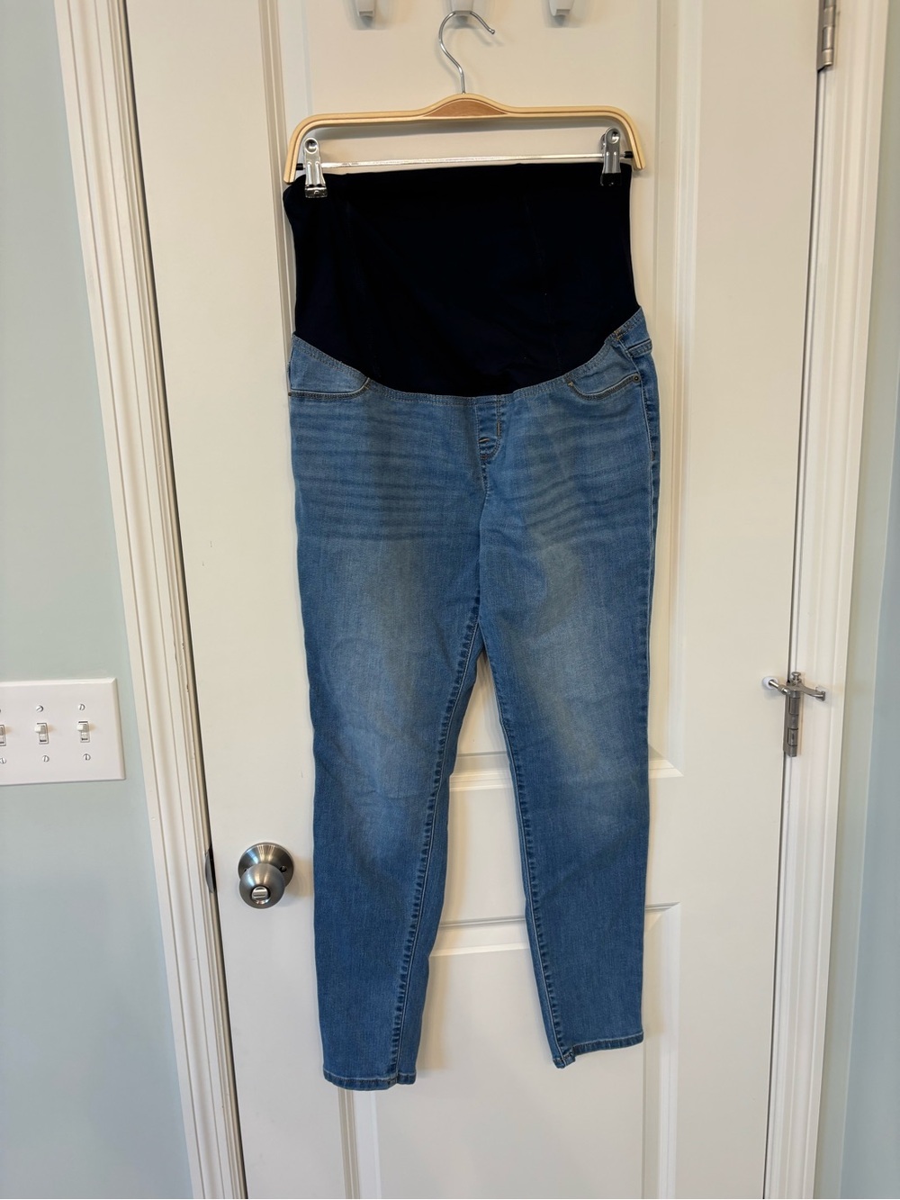 Isabel Maternity by Ingrid & Isabel Blue Denim Jeggings with Black Panel